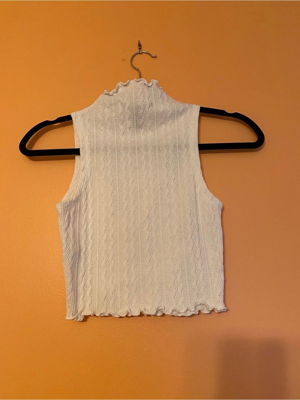 White Sleeveless Mock Neck Tank Top